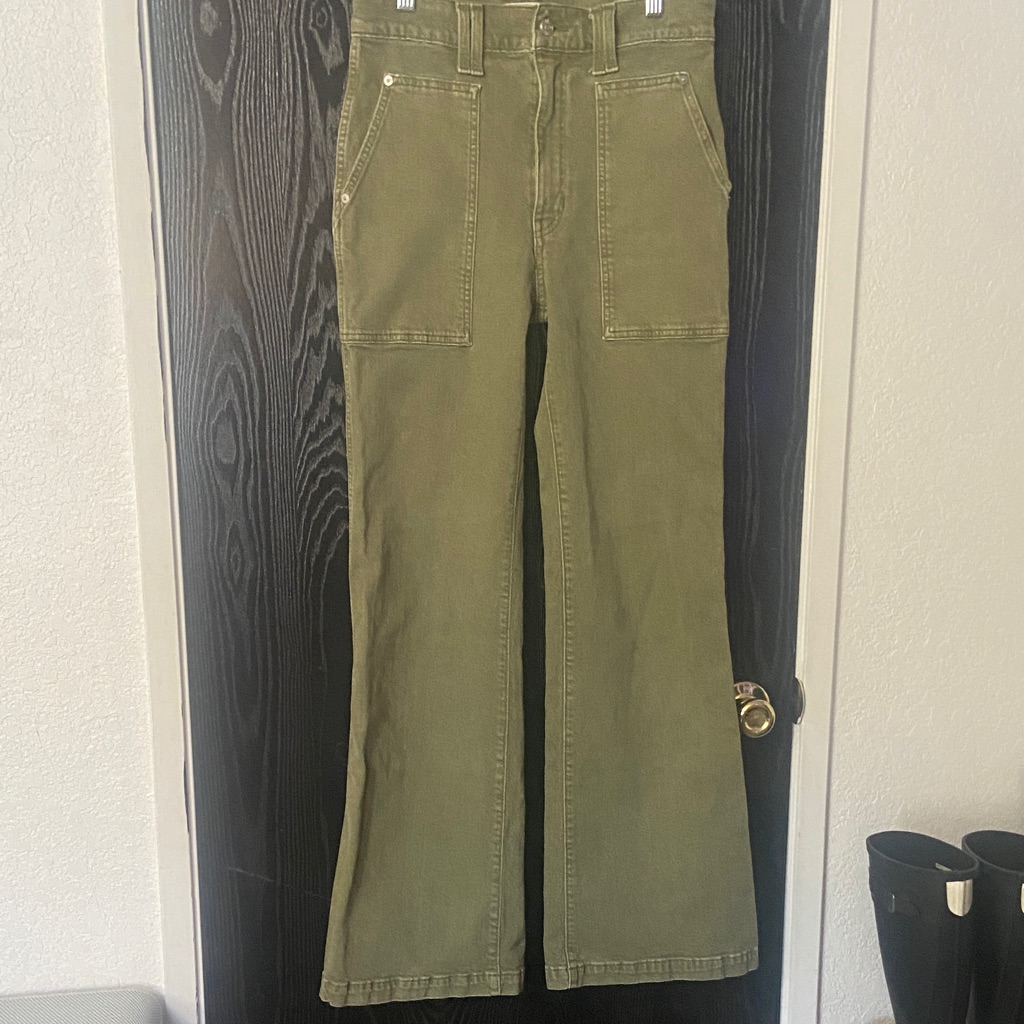 Madewell Green 11 High Rise Flare Workwear Surplus Denim Pants Jeans Size 27